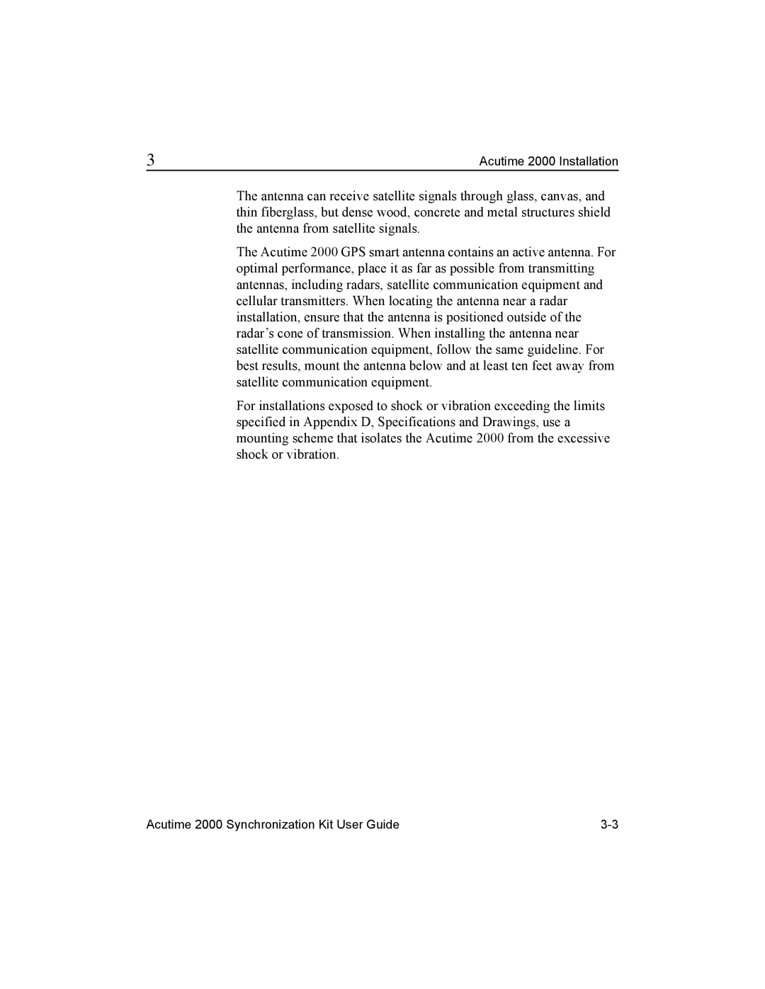 Trimble Outdoors AcutimeTM2000 Synchronization Kit, Part Number 45005-00-ENG manual Acutime 2000 Installation 