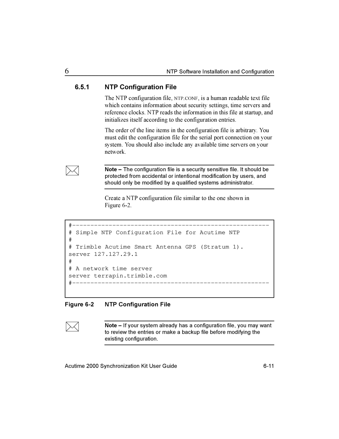 Trimble Outdoors AcutimeTM2000 Synchronization Kit, Part Number 45005-00-ENG manual NTP Configuration File 