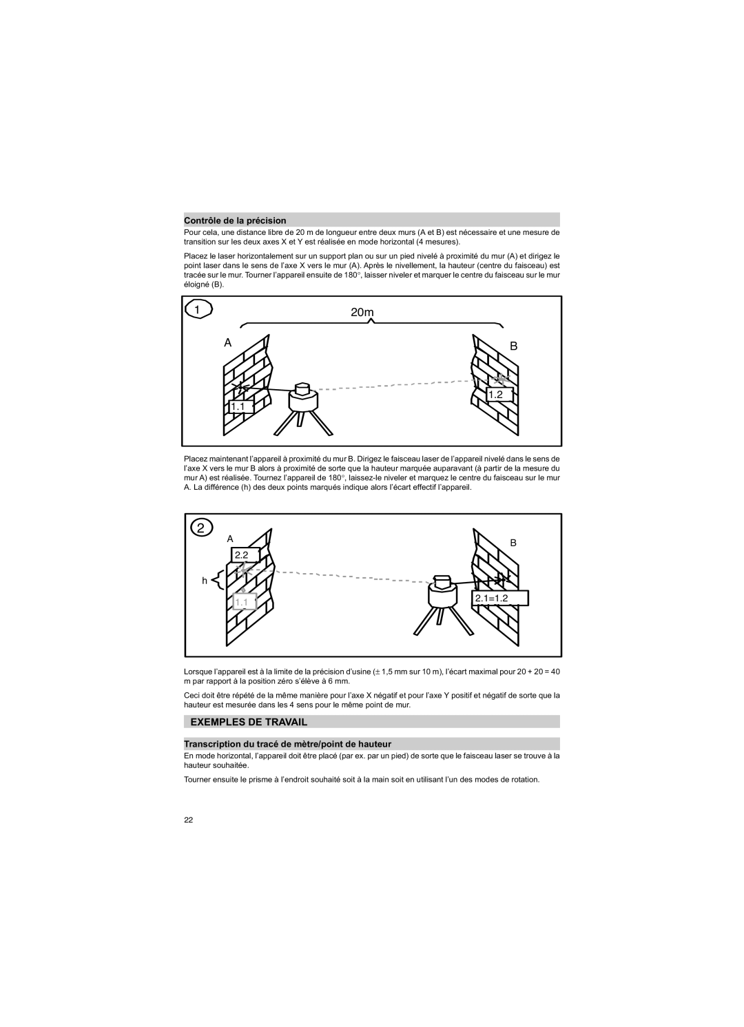 Trimble Outdoors HV301 Exemples DE Travail, Contrôle de la précision, Transcription du tracé de mètre/point de hauteur 