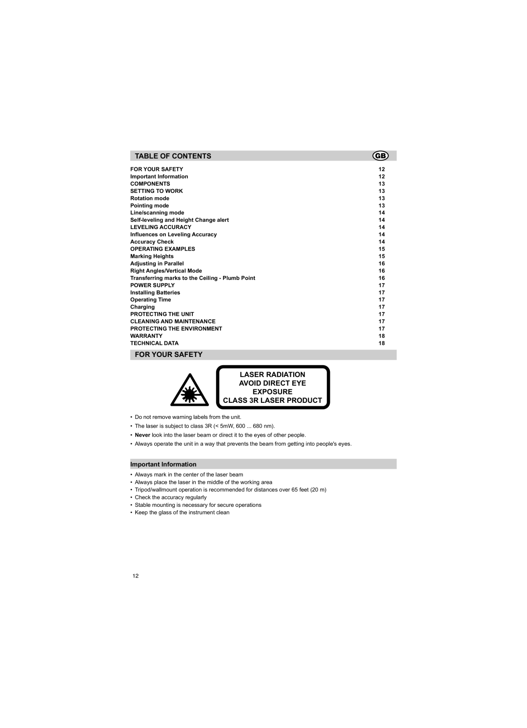 Trimble Outdoors HV301 manual Table of Contents 