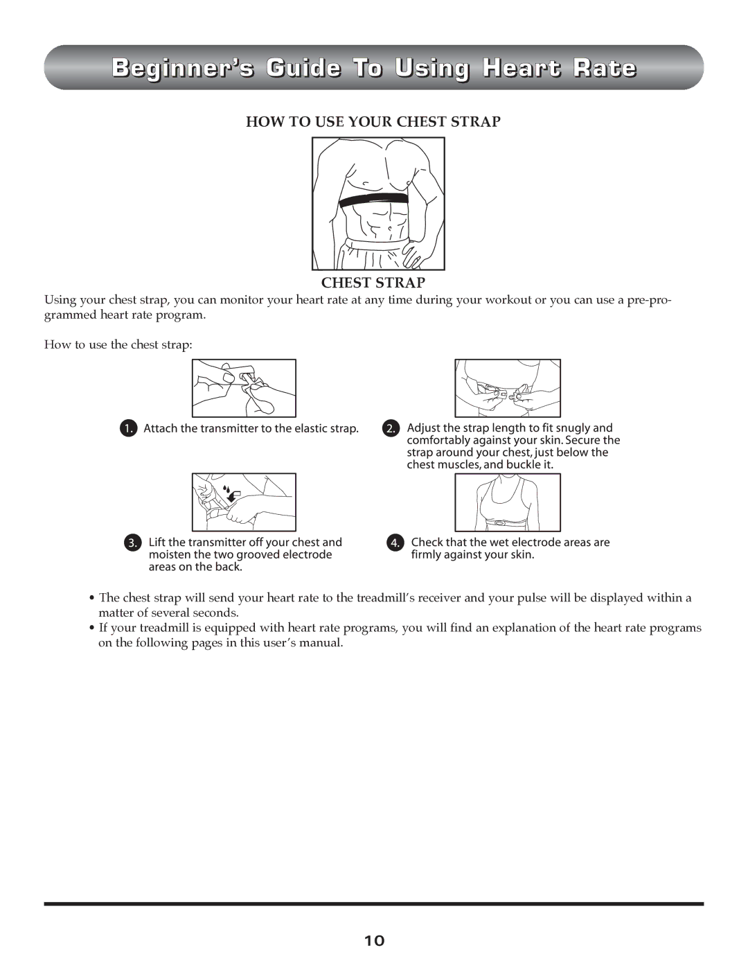 Trimline t523 manual Beginner’s Guide To Using Heart Rate, HOW to USE Your Chest Strap 