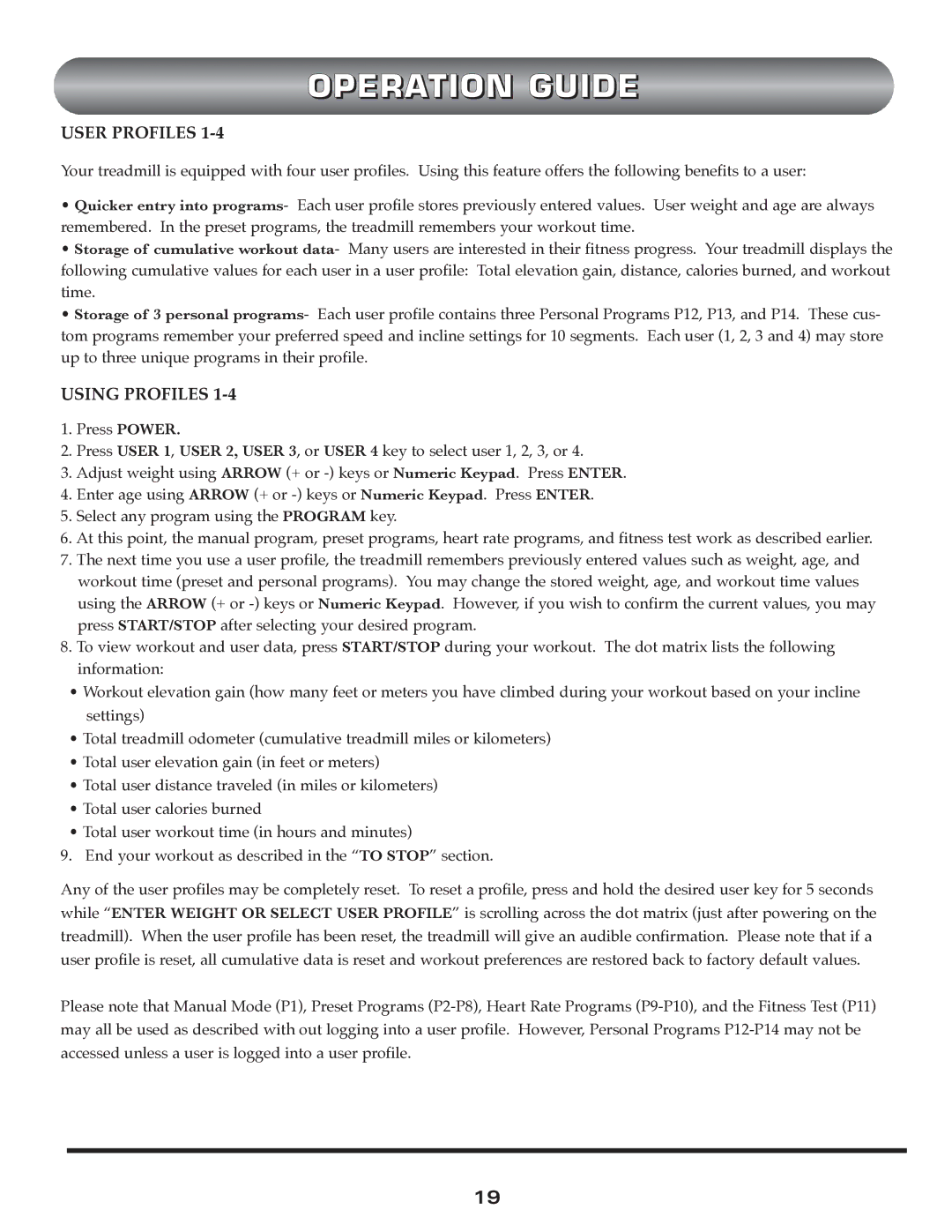 Trimline t523 manual User Profiles, Using Profiles 