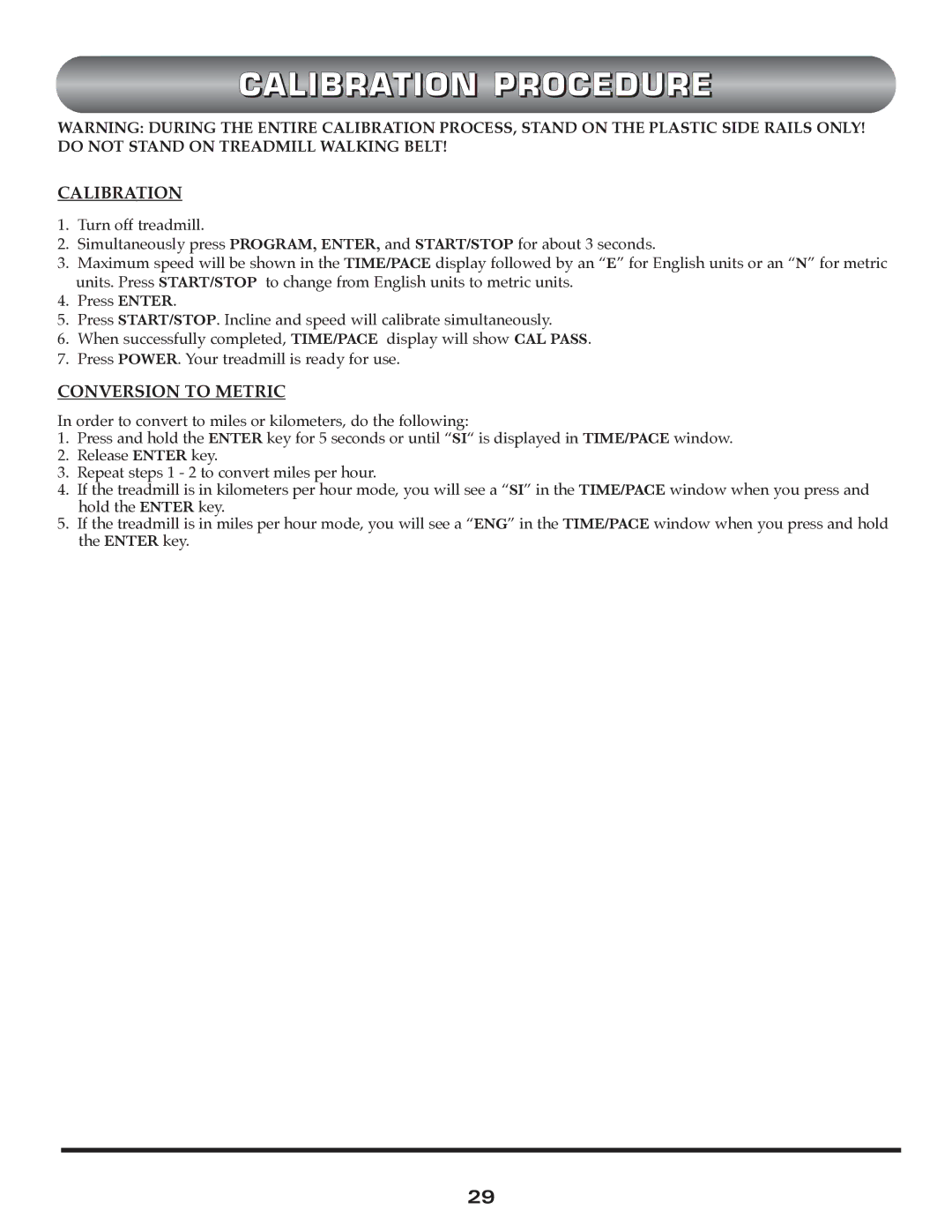 Trimline t523 manual Calibration Procedure, Conversion to Metric 