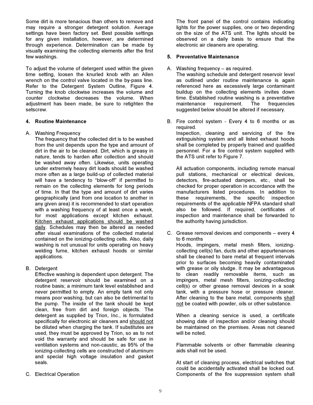 Trion 147207-001, Air Boss ATS manual Routine Maintenance, Preventative Maintenance 