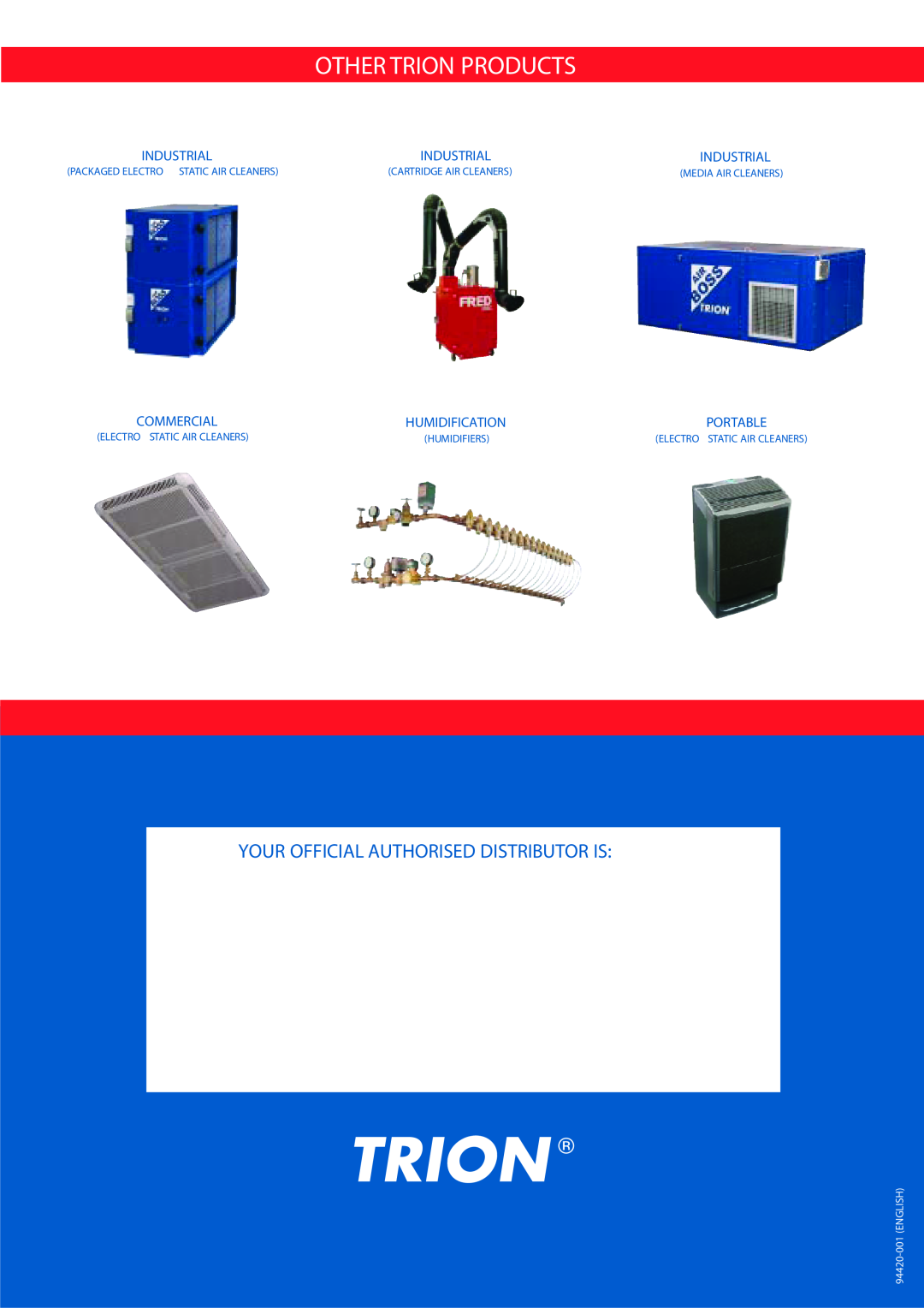 Trion CV Series, CM Series Other Trion Products, Your Official Authorised Distributor Is, Industrial, Commercial, Portable 