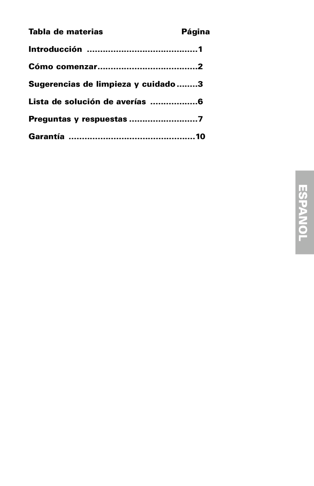 Trion High Efficiency Console Electronic Air Purifier manual Tabla de materias Página Introducción Cómo comenzar 