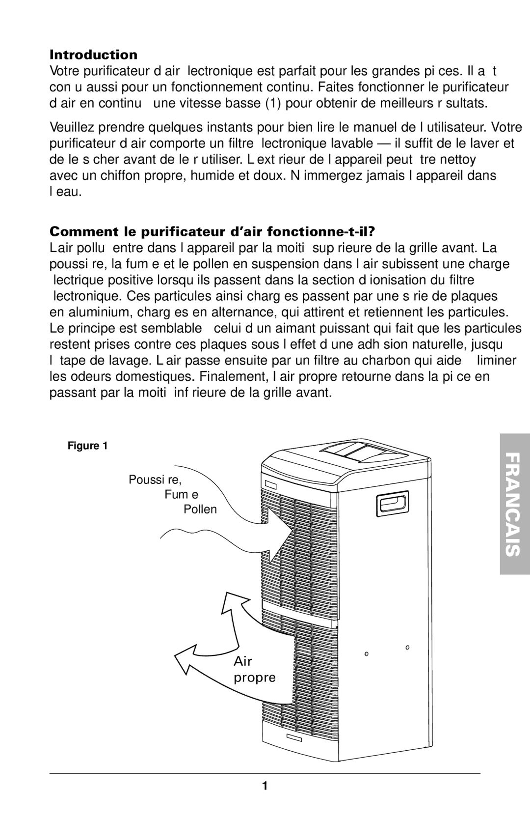 Trion High Efficiency Console Electronic Air Purifier manual Comment le purificateur d’air fonctionne-t-il? 