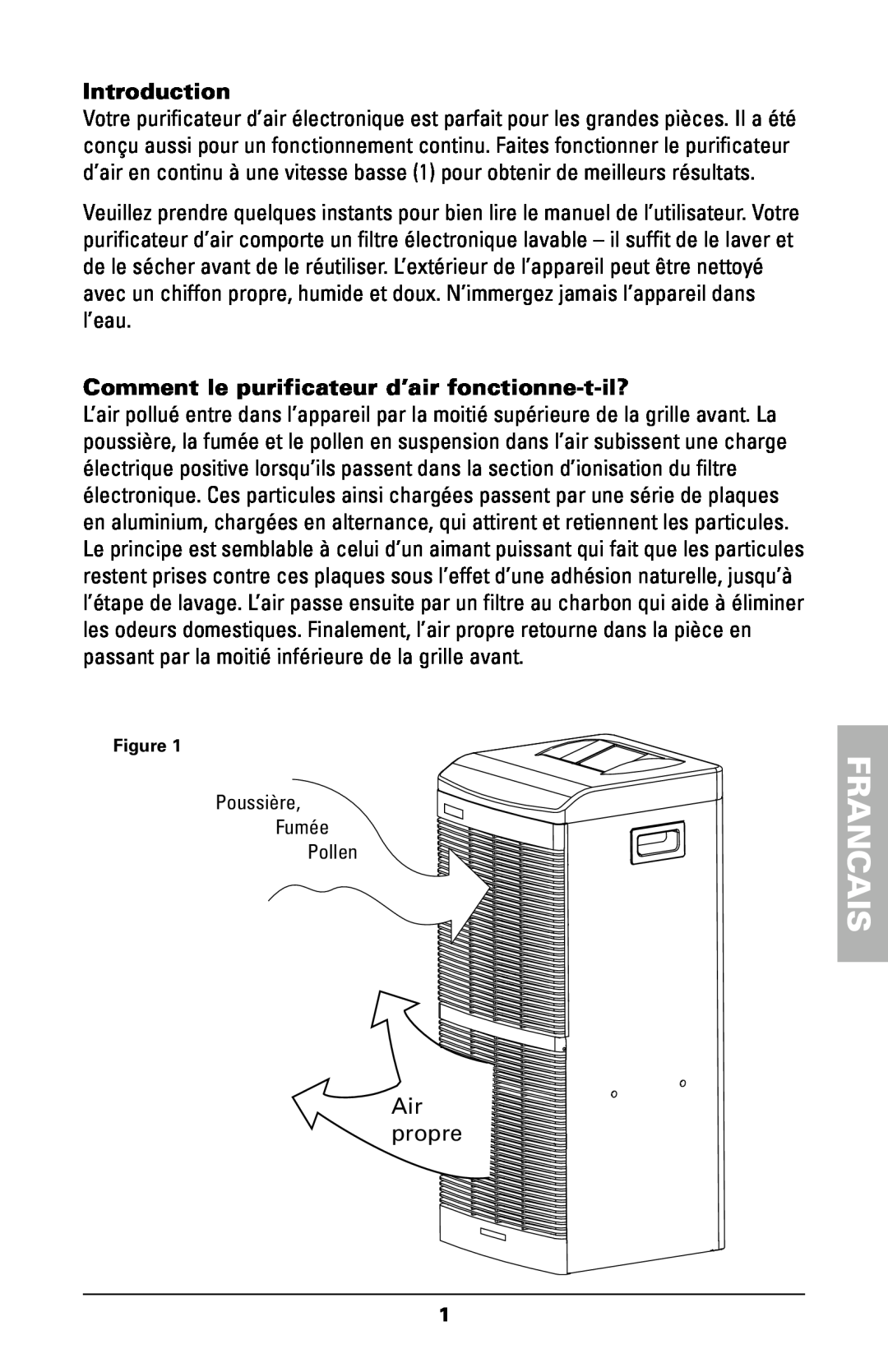 Trion High Efficiency Console Electronic Air Purifier manual Francais, Introduction, Air propre 