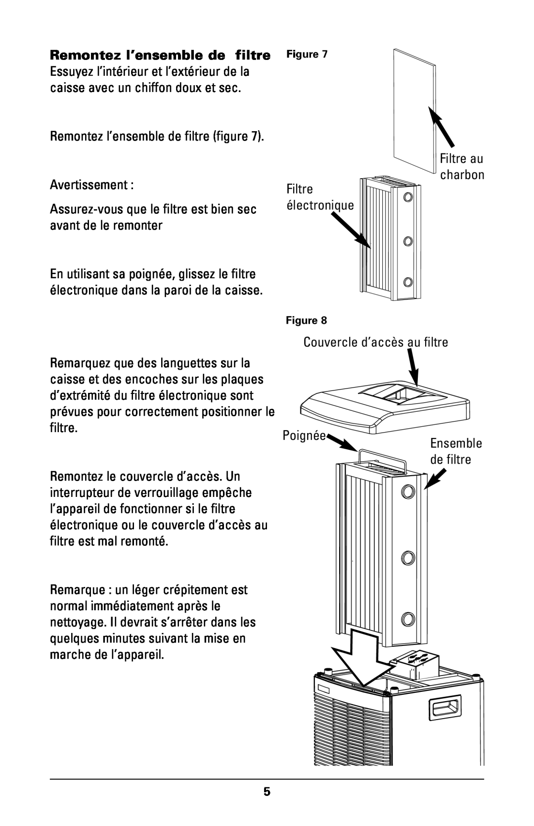 Trion High Efficiency Console Electronic Air Purifier manual Remontez l’ensemble de filtre figure 