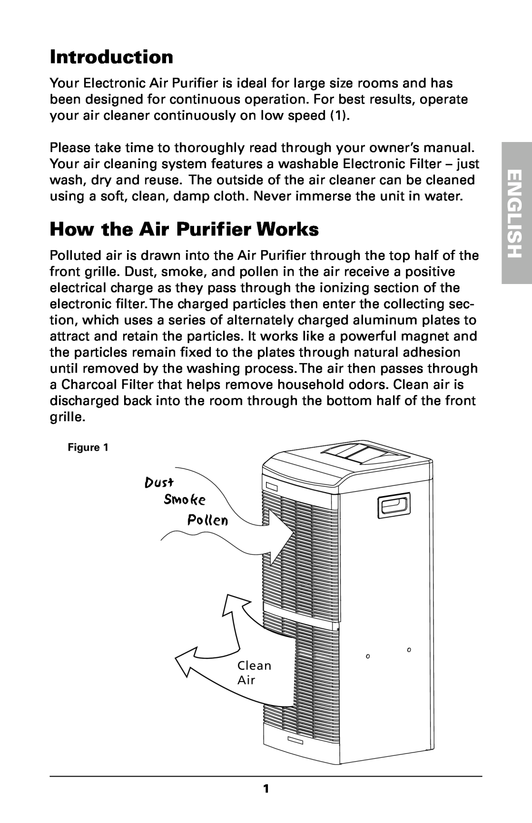 Trion High Efficiency Console Electronic Air Purifier manual Introduction, How the Air Purifier Works, English 
