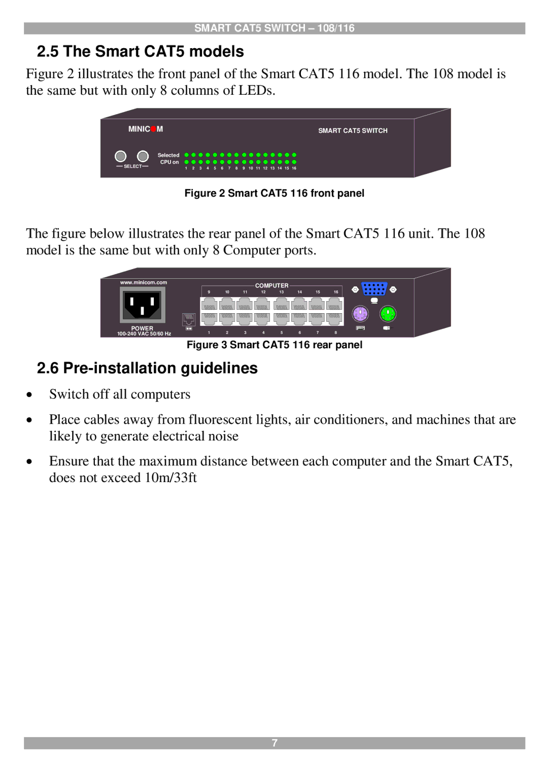 Tripp Lite 108, 116 manual Smart CAT5 models, Pre-installation guidelines 