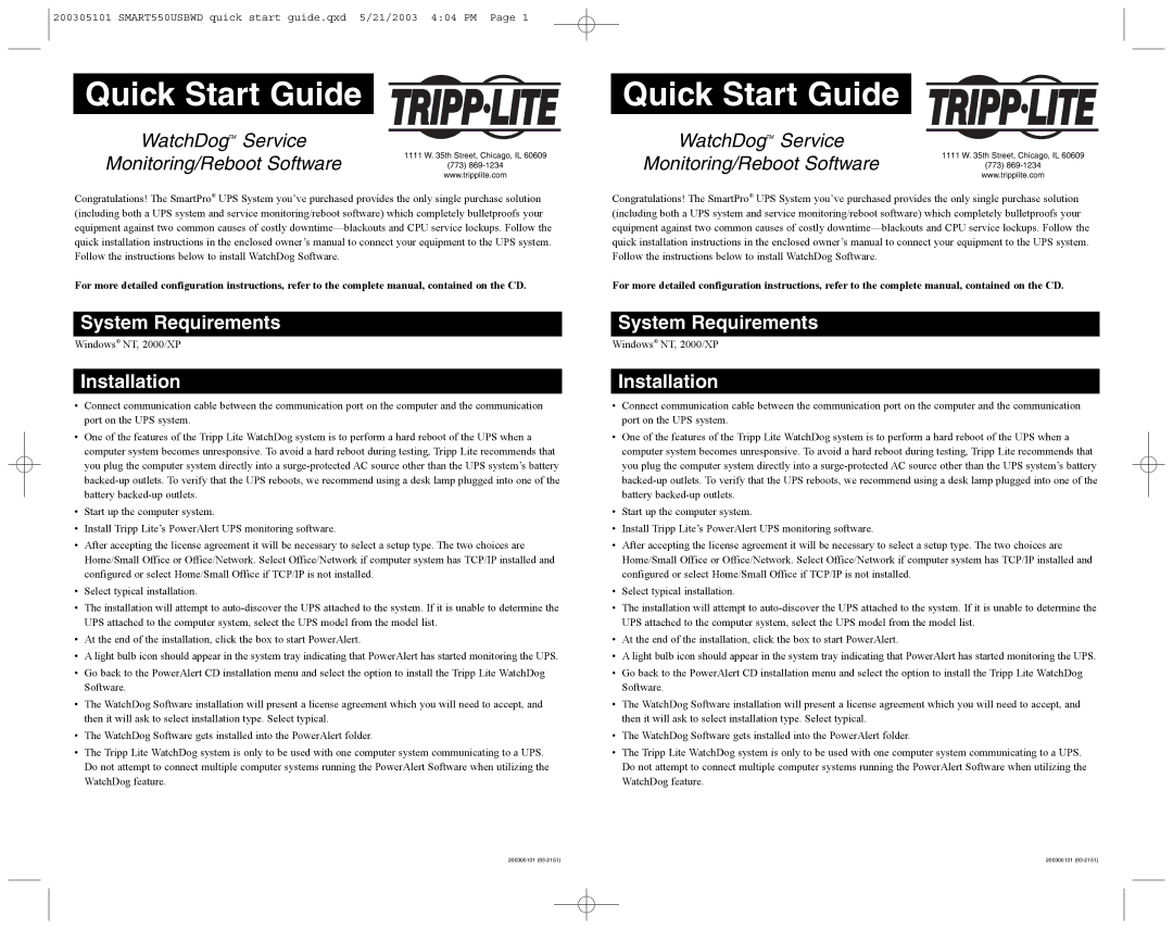 Tripp Lite 120V owner manual System Requirements, Installation 