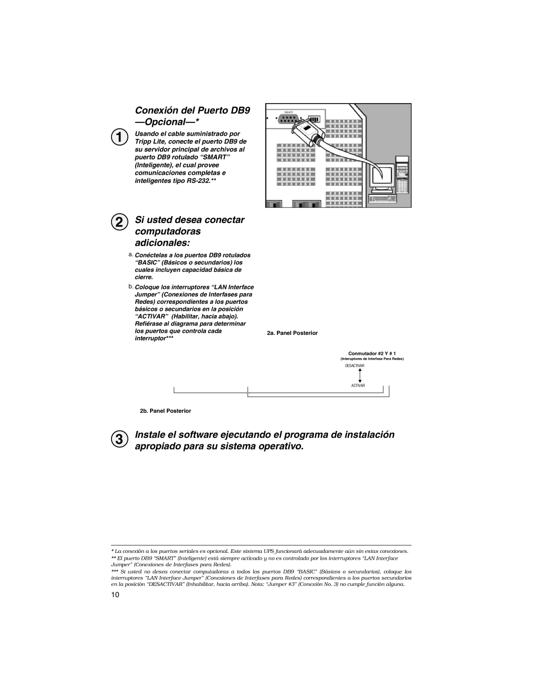 Tripp Lite 1250-3000 VA owner manual Conexión del Puerto DB9 -Opcional, Si usted desea conectar computadoras adicionales 