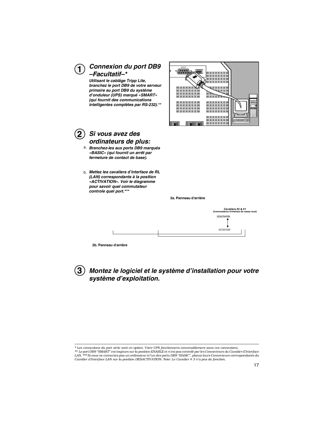 Tripp Lite 1250-3000 VA owner manual Connexion du port DB9, Facultatif, Si vous avez des ordinateurs de plus 