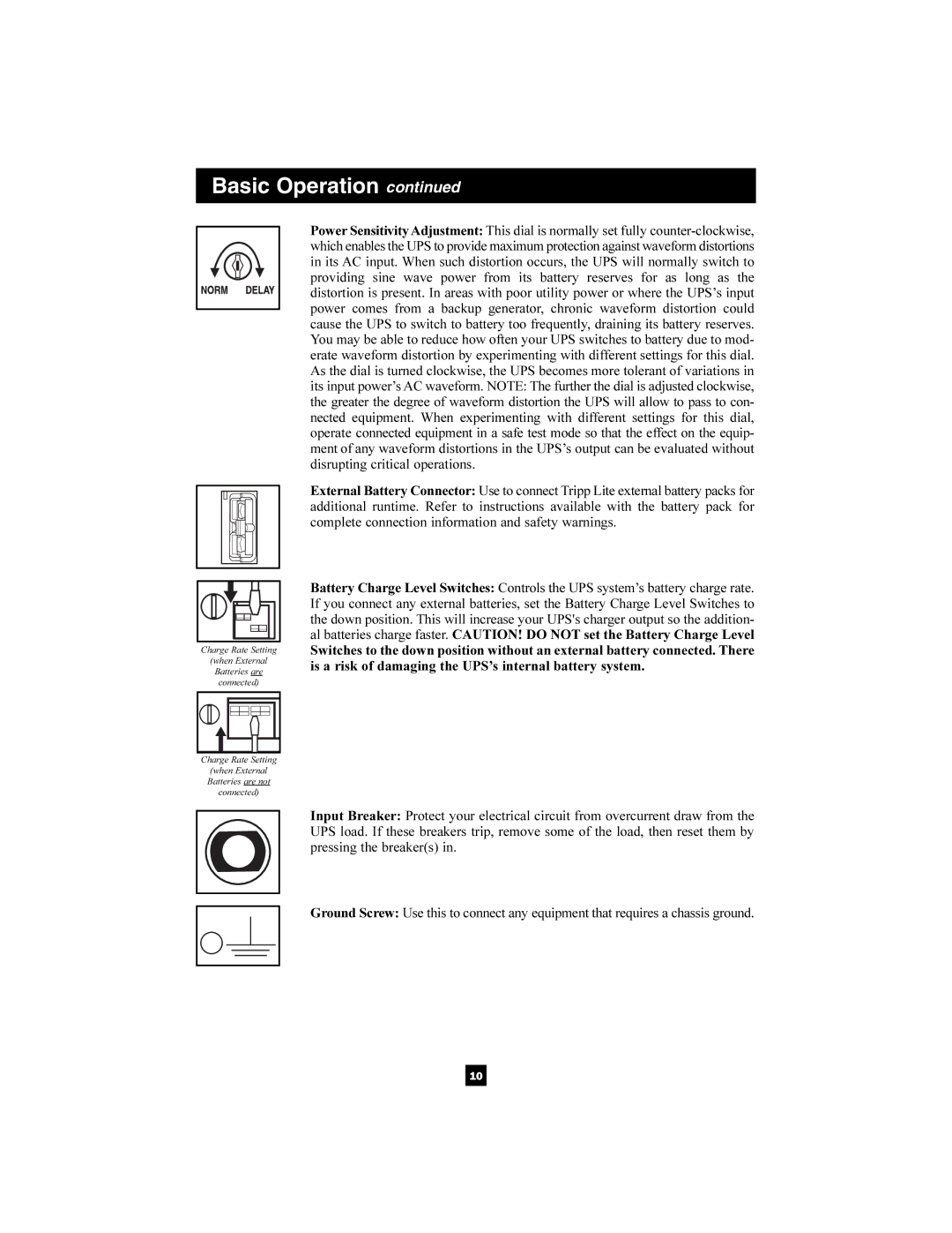 Tripp Lite 1400-3000 VA owner manual Basic Operation 