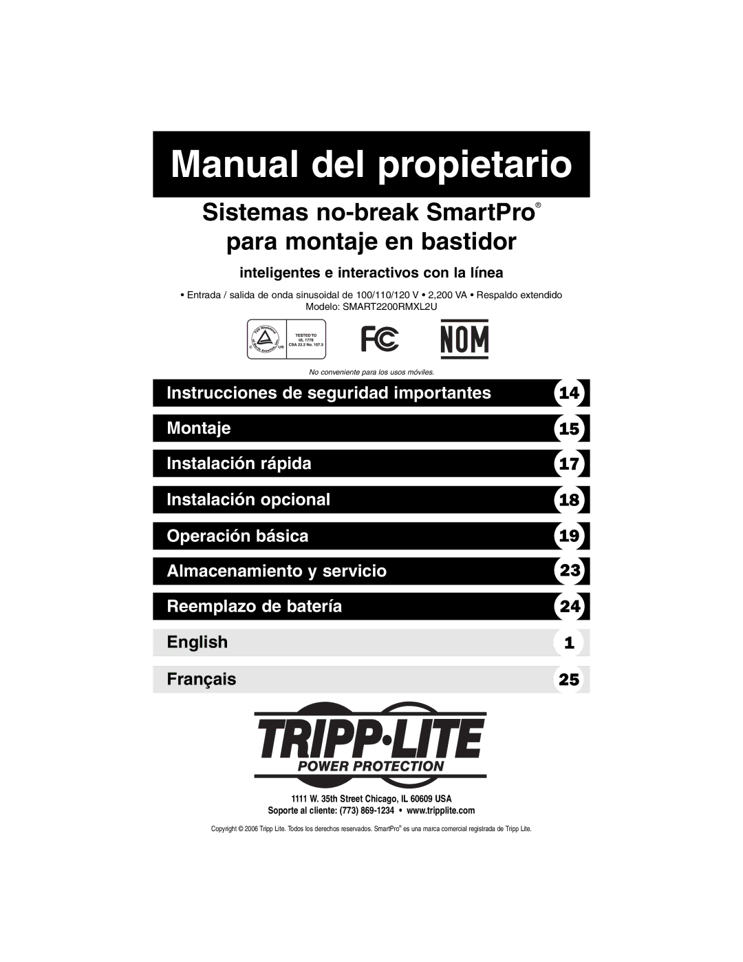 Tripp Lite 1400-3000 VA owner manual Manual del propietario, Inteligentes e interactivos con la línea 