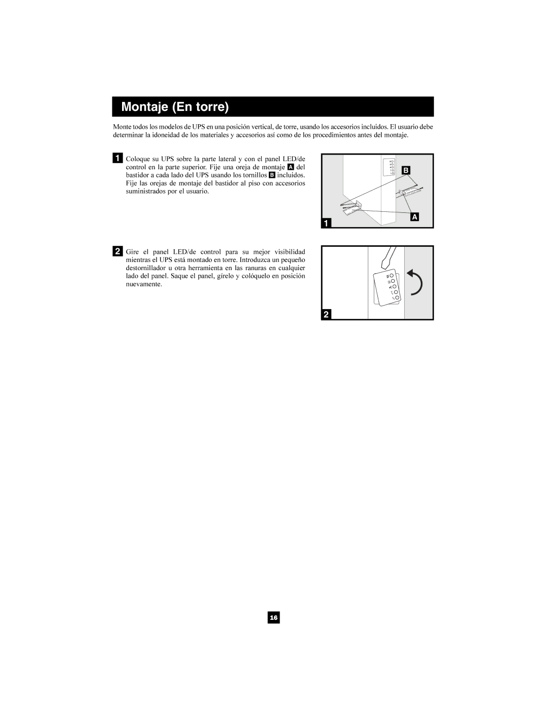 Tripp Lite 1400-3000 VA owner manual Montaje En torre 