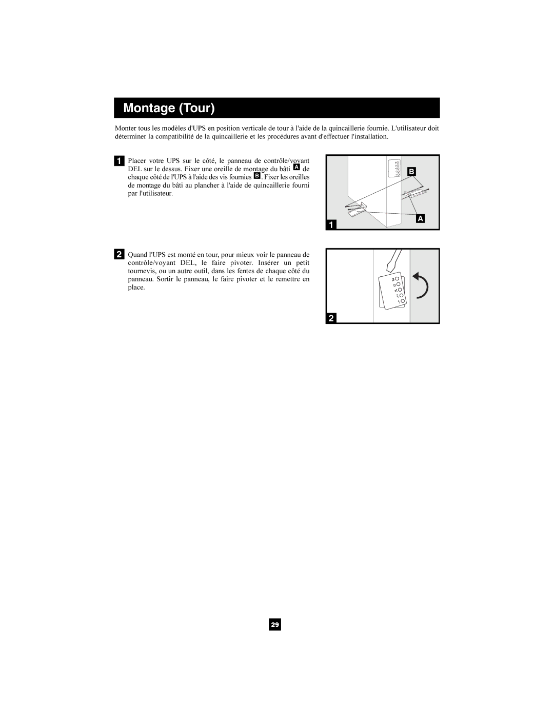 Tripp Lite 1400-3000 VA owner manual Montage Tour 