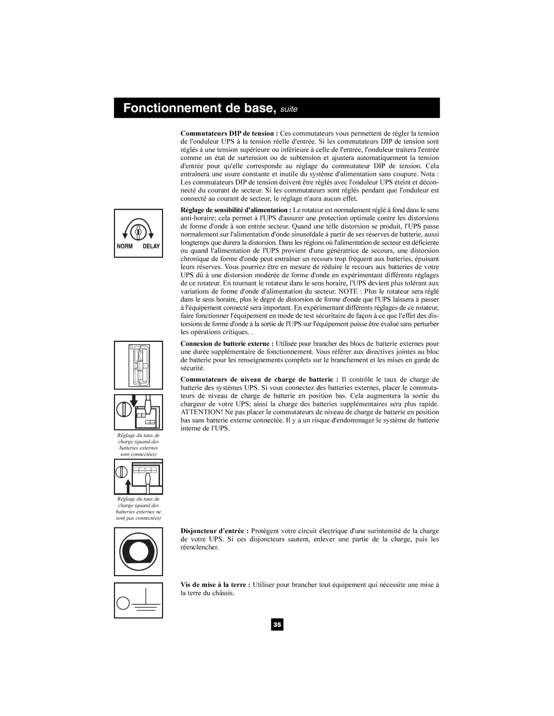 Tripp Lite 1400-3000 VA owner manual Fonctionnement de base, suite 