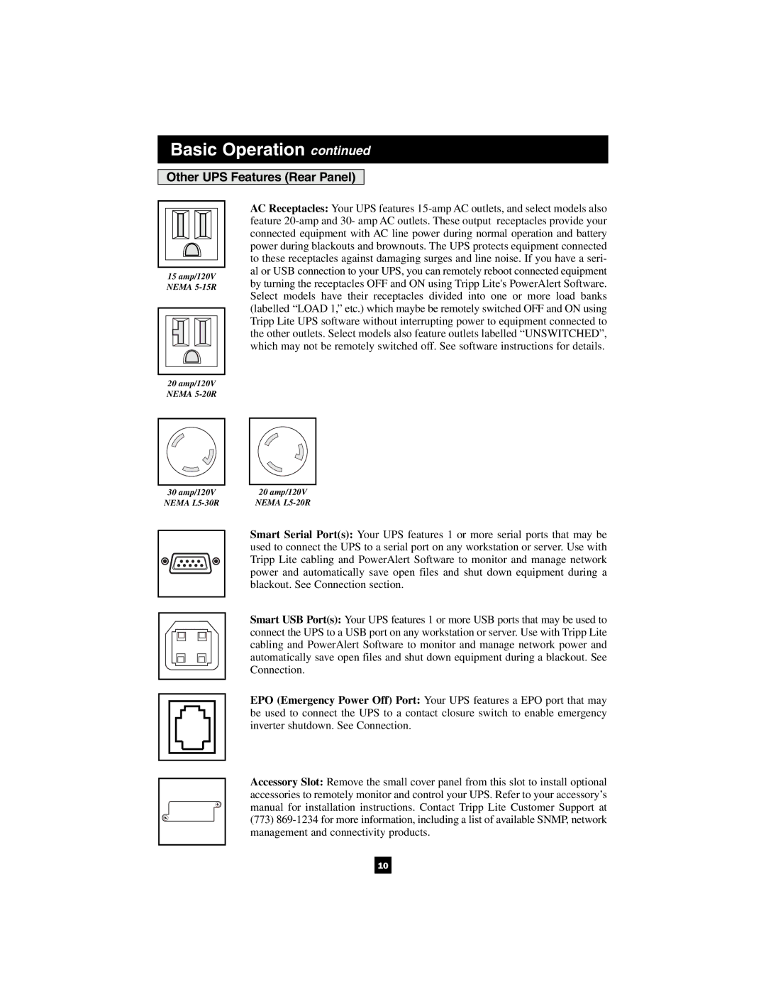 Tripp Lite 1400VA owner manual Other UPS Features Rear Panel 