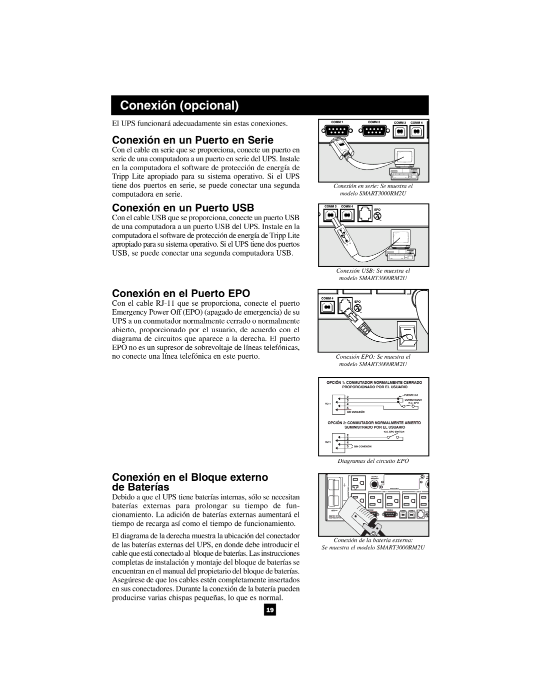 Tripp Lite 1400VA Conexión opcional, Conexión en un Puerto en Serie, Conexión en un Puerto USB, Conexión en el Puerto EPO 