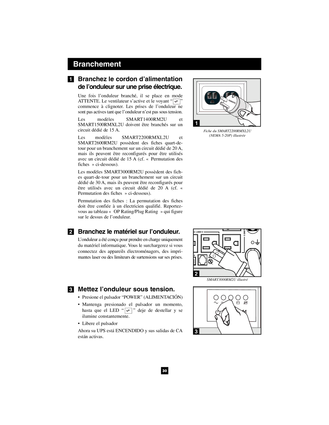 Tripp Lite 1400VA owner manual Branchez le matériel sur l’onduleur, Mettez l’onduleur sous tension 