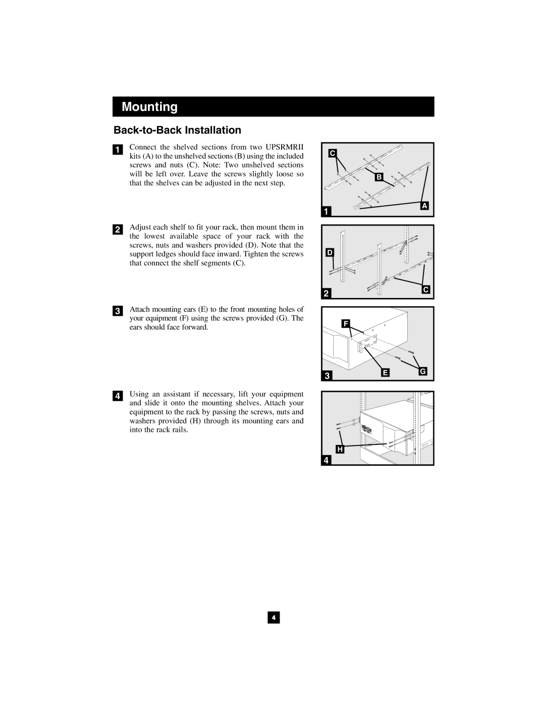 Tripp Lite 1400VA owner manual Back-to-Back Installation 