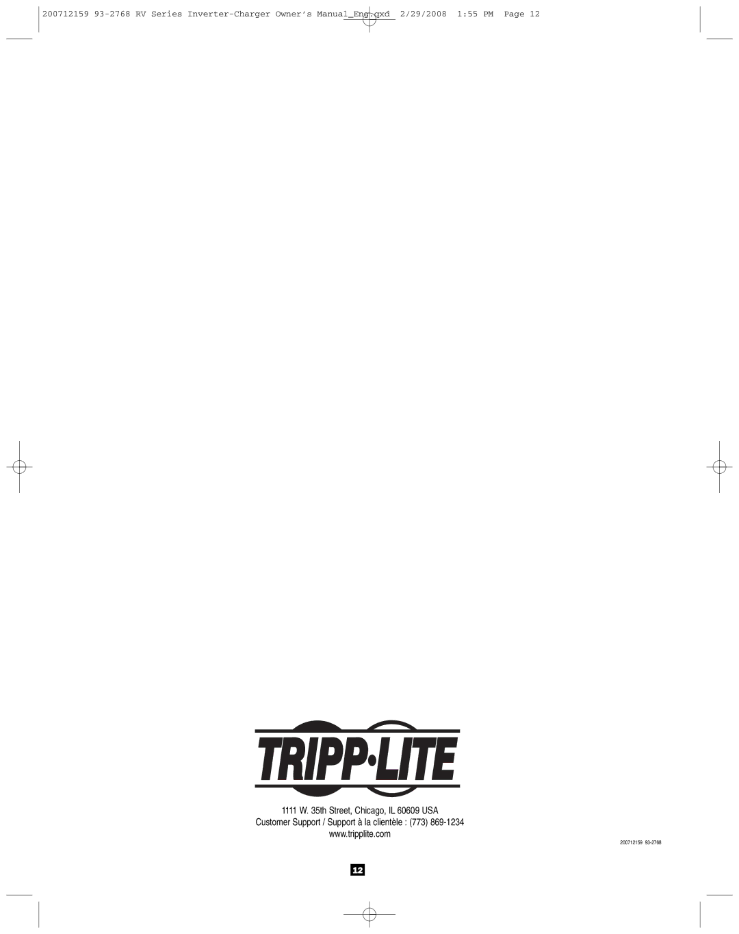 Tripp Lite 200712159 93-2768 RV owner manual 