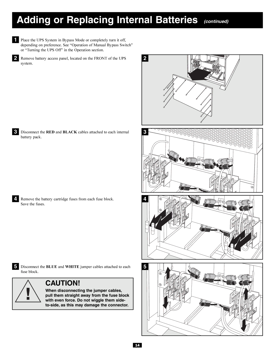 Tripp Lite 20KVA owner manual Adding or Replacing Internal Batteries 