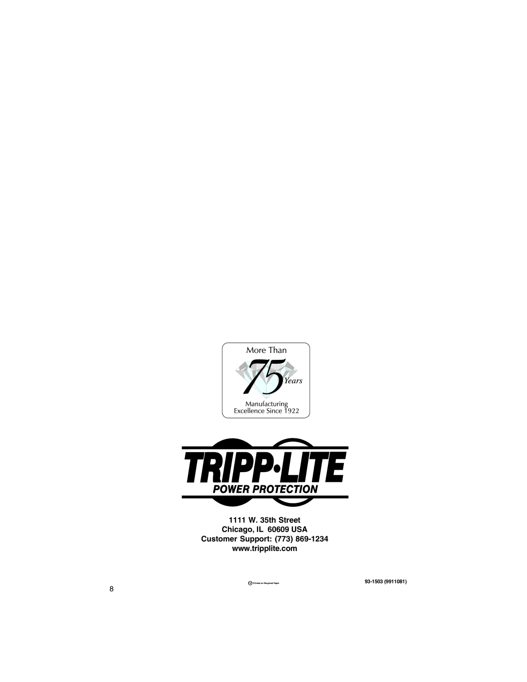 Tripp Lite 2200XLT specifications Th Street Chicago, IL 60609 USA Customer Support 773 