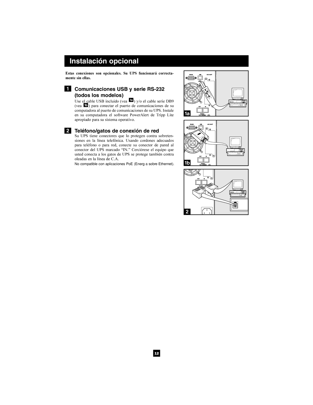 Tripp Lite 220/230/240V Pure Sine Wave Input/Output owner manual Comunicaciones USB y serie RS-232 Todos los modelos 