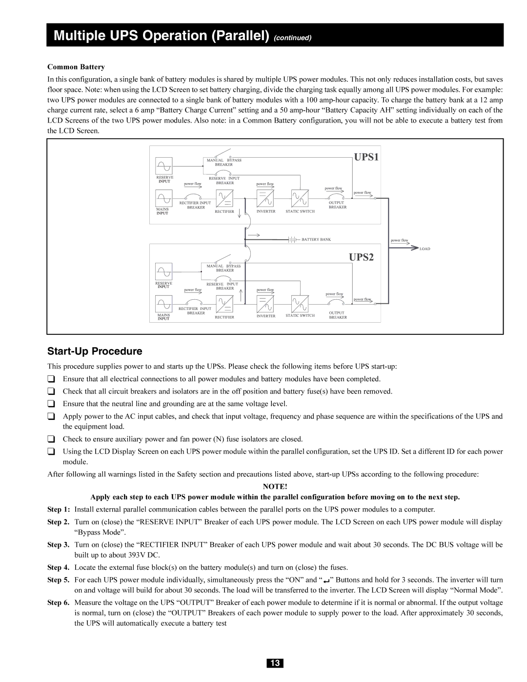 Tripp Lite 230/400V, 240/415V AC, 277/480V AC, 220/380V owner manual Start-Up Procedure 