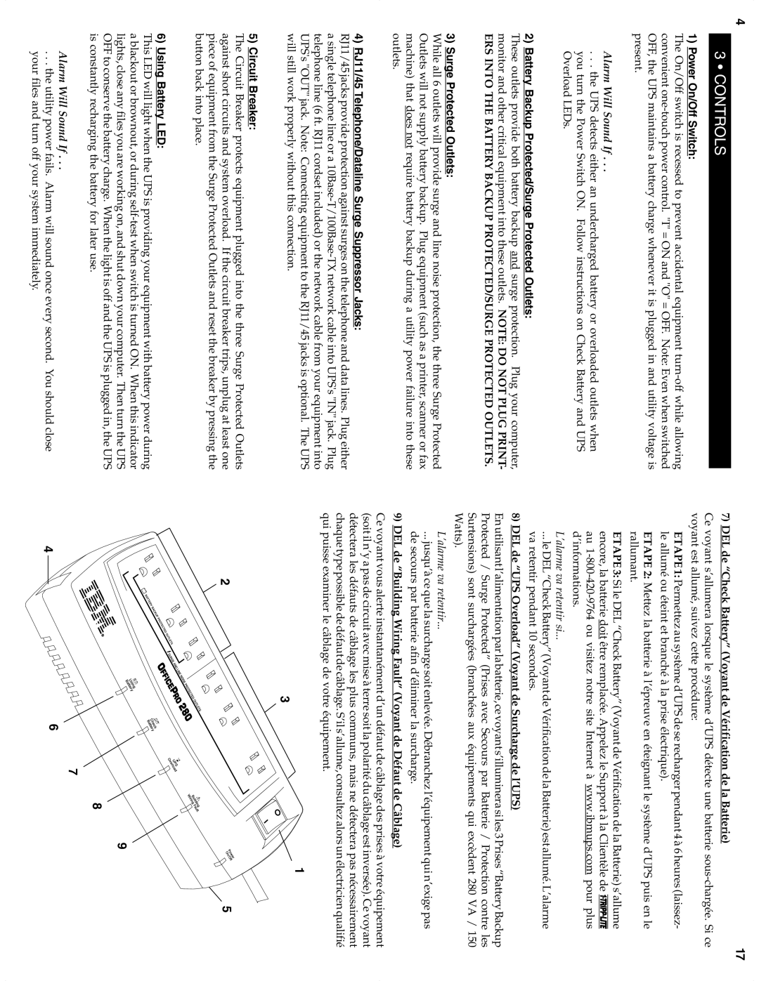 Tripp Lite 280 owner manual Controls 