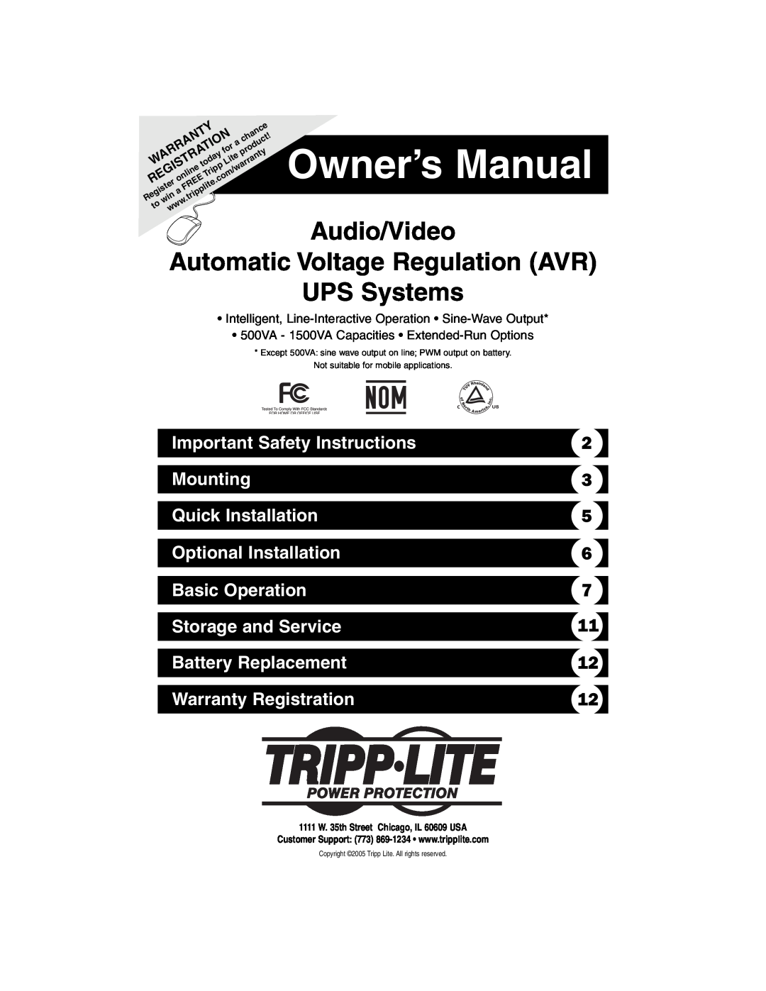 Tripp Lite 2POSTRMKITWM owner manual Important Safety Instructions, Mounting, Quick Installation, Optional Installation 