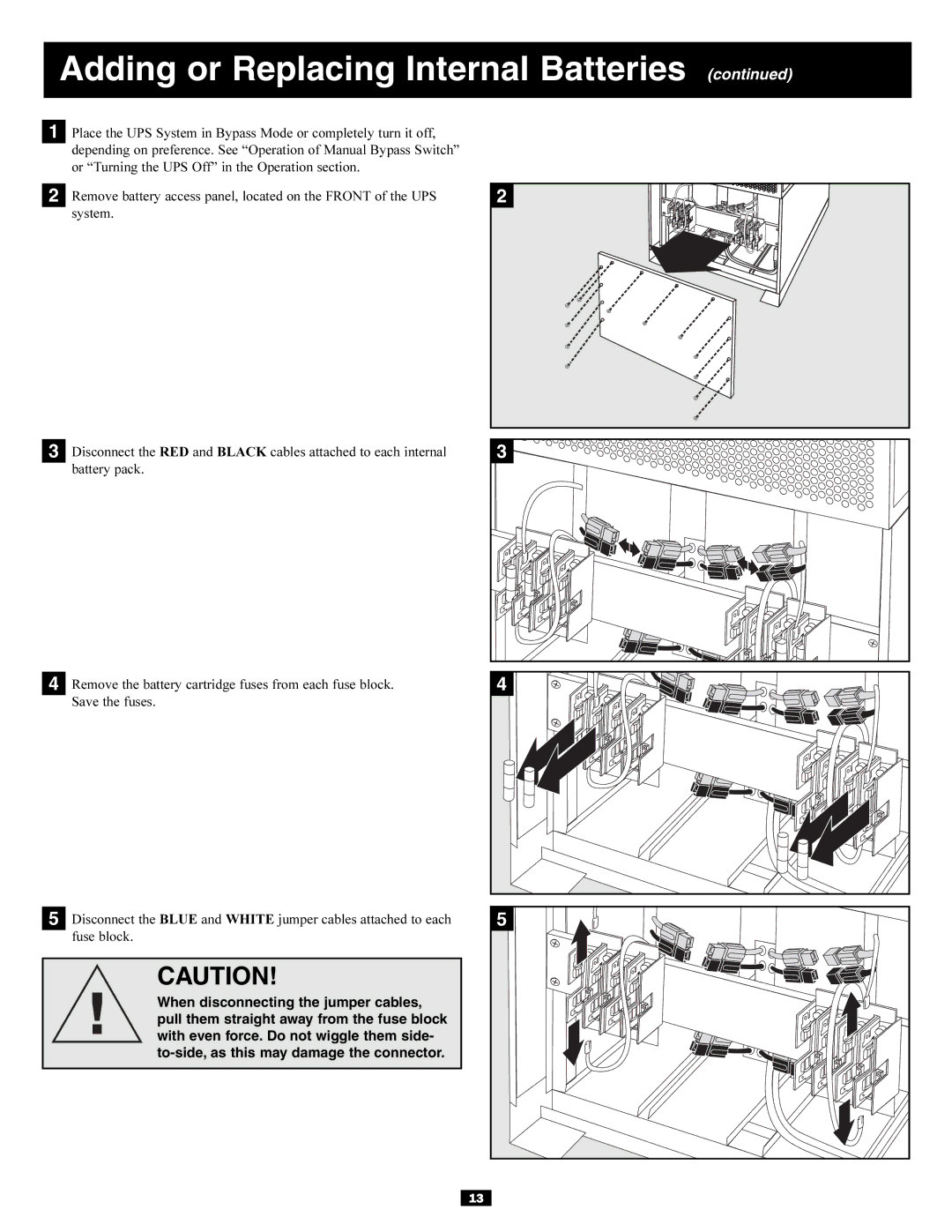 Tripp Lite 30kVA, 3-Phase 20kVA owner manual Adding or Replacing Internal Batteries 