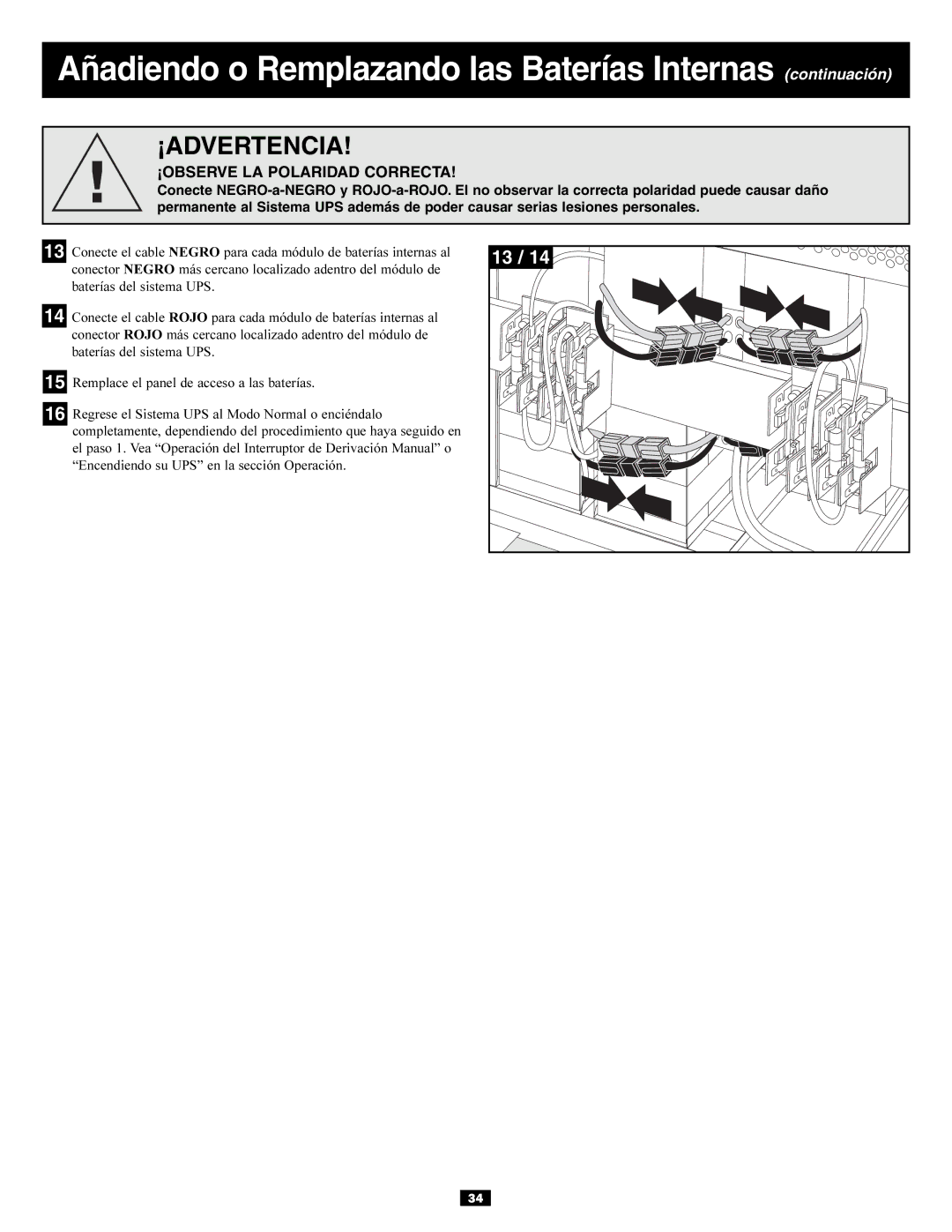 Tripp Lite 3-Phase 20kVA, 30kVA owner manual ¡OBSERVE LA Polaridad Correcta 