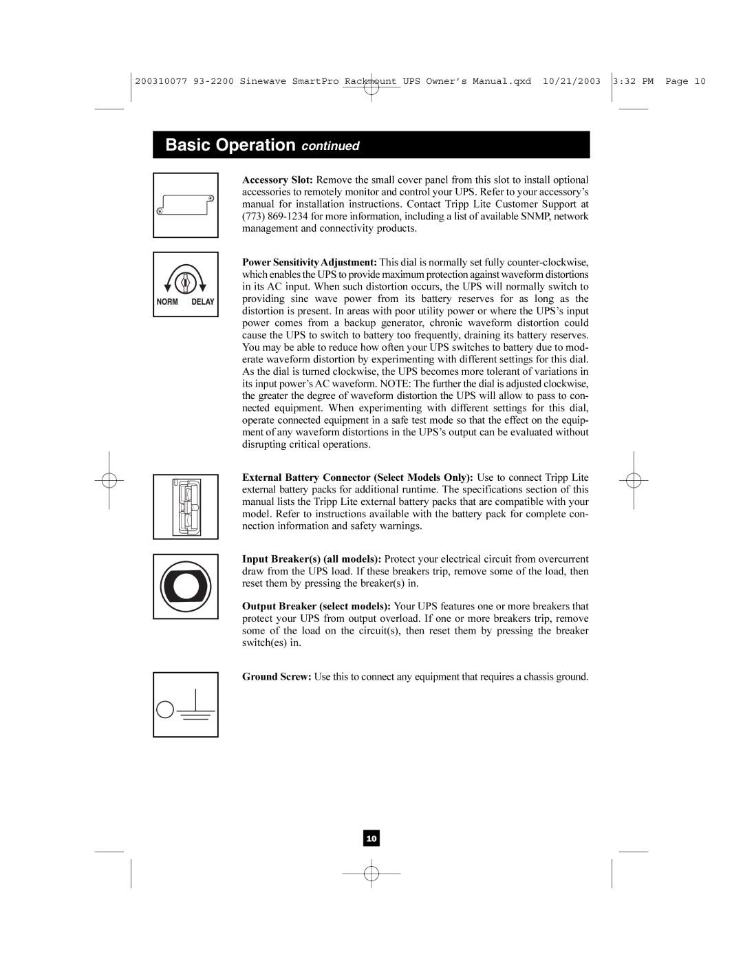 Tripp Lite 525, 350 owner manual Basic Operation 