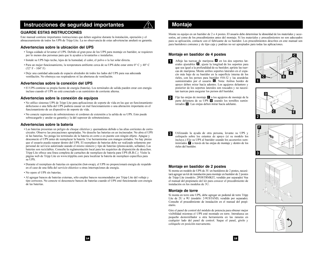 Tripp Lite 3U Rackmount owner manual Instrucciones de seguridad importantes, Guarde Estas Instrucciones 