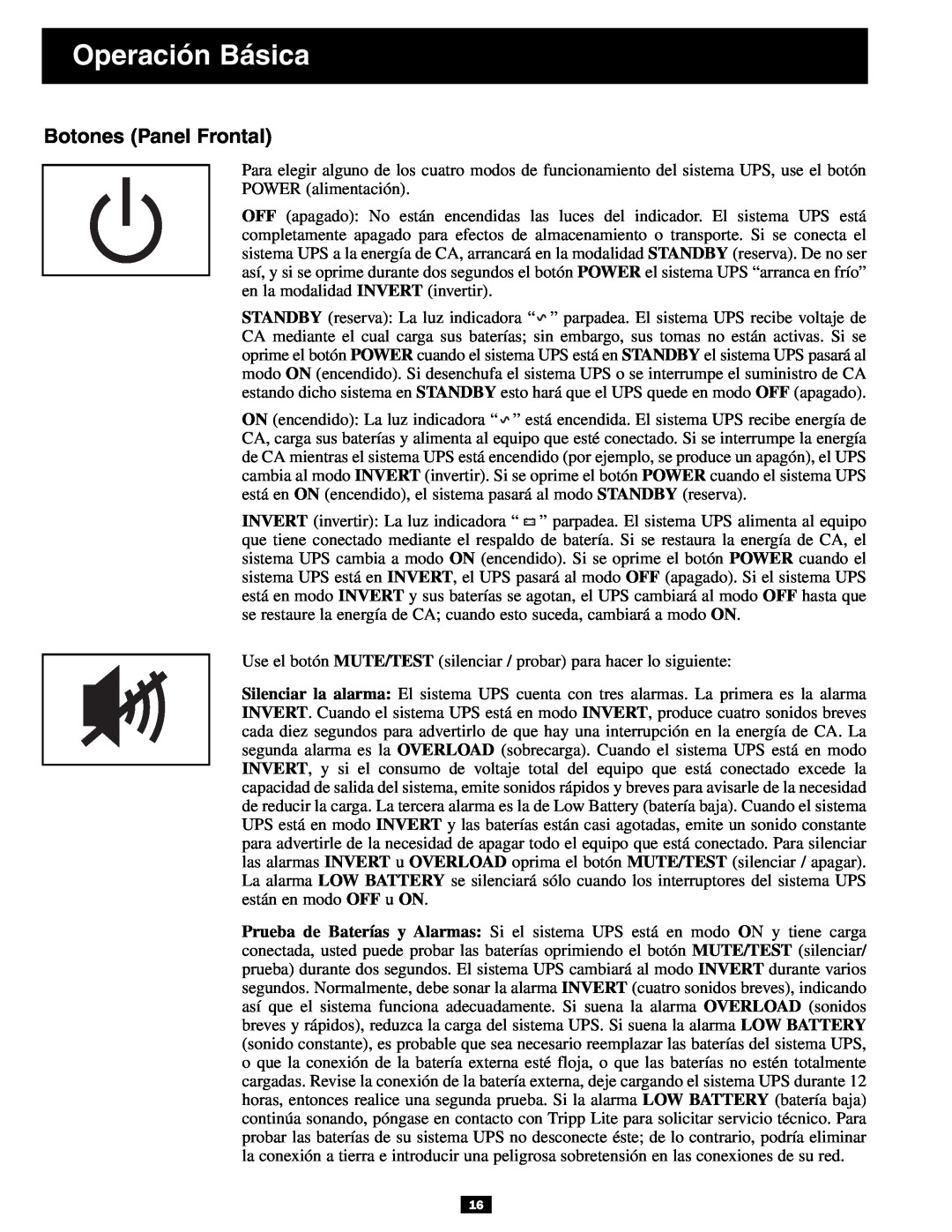 Tripp Lite 3U owner manual Operación Básica, Botones Panel Frontal 