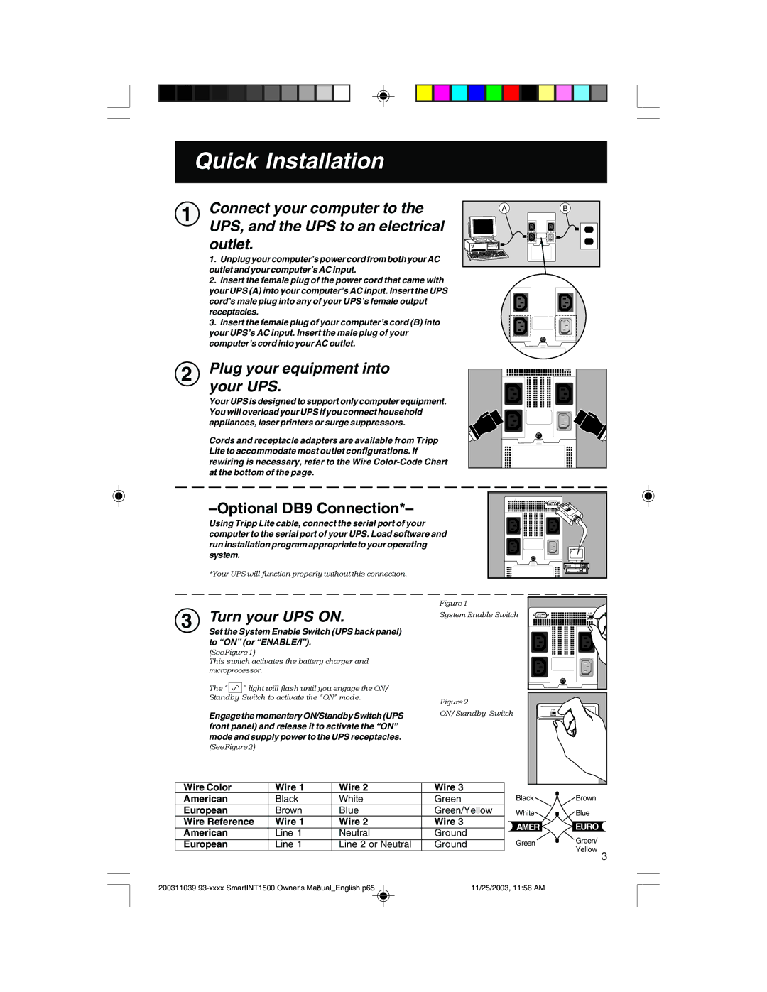 Tripp Lite 450-1500VA specifications Quick Installation 