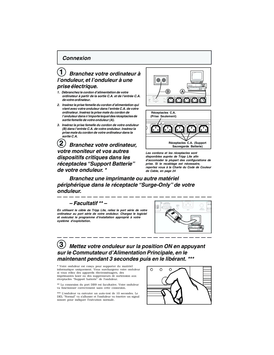 Tripp Lite 450 RTI specifications Réceptacles C.A 