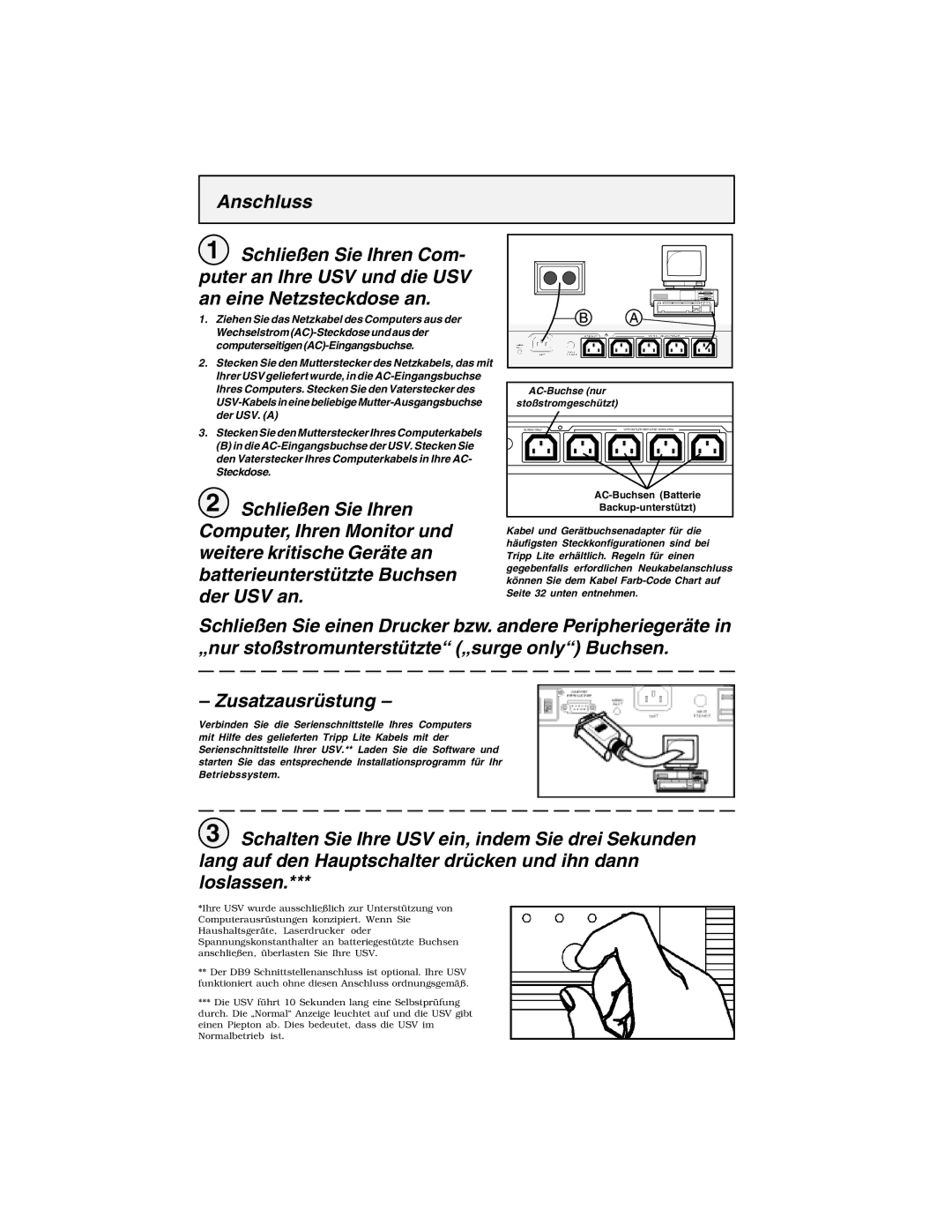 Tripp Lite 450 RTI specifications AC-Buchse nur 