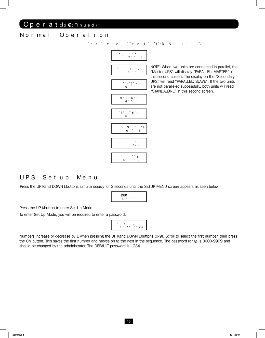 Tripp Lite 5KVA-6KVA owner manual UPS Setup Menu, Display Information Parallel Mode 12kVA model only 