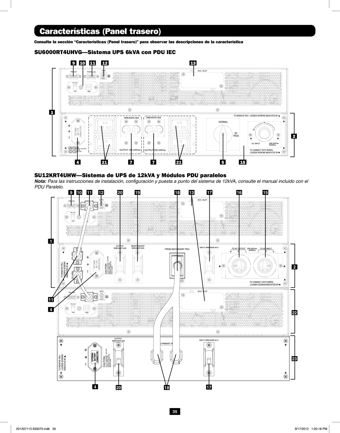 Tripp Lite 5KVA-6KVA owner manual SU6000RT4UHVG-Sistema UPS 6kVA con PDU IEC 