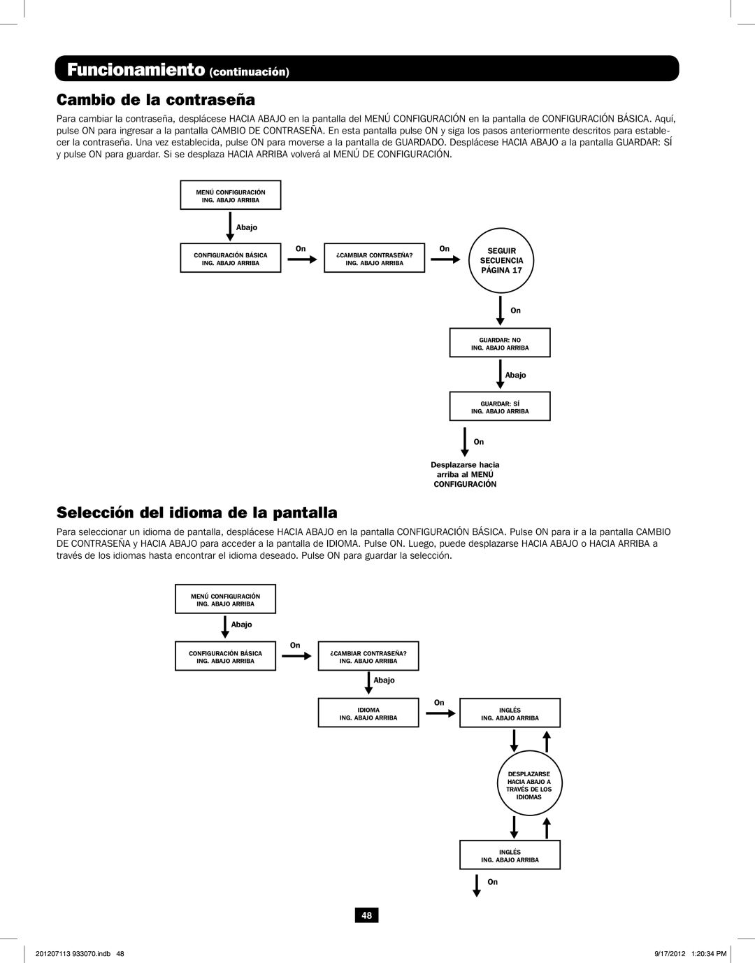 Tripp Lite 5KVA-6KVA owner manual Cambio de la contraseña, Selección del idioma de la pantalla 