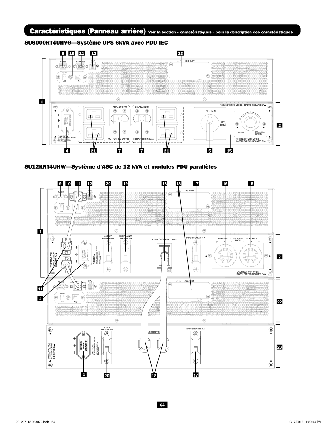 Tripp Lite 5KVA-6KVA owner manual SU6000RT4UHVG-Système UPS 6kVA avec PDU IEC 