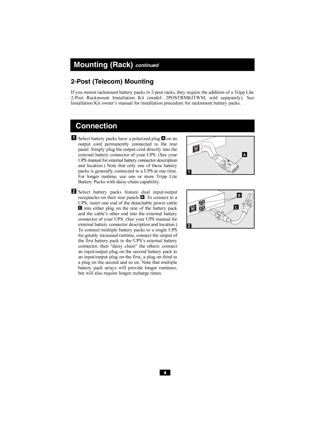 Tripp Lite 5kVA, 6kVA owner manual Connection 