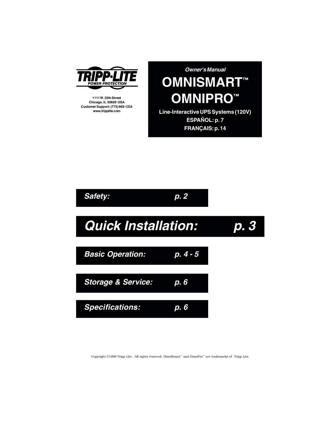 Tripp Lite 450 PNP, 675 PNP, 300 PNP owner manual Quick Installation 