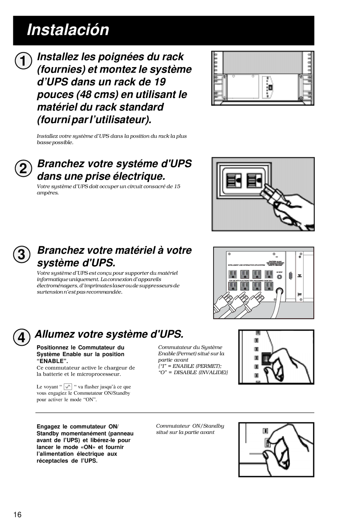 Tripp Lite 700 RM UPS Installez les poignées du rack, Fournies et montez le système, Branchez votre matériel à votre 