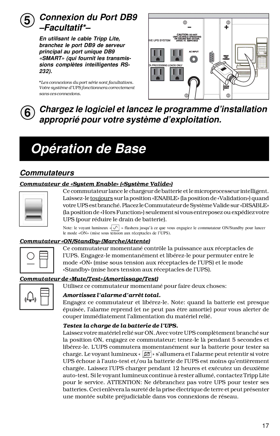 Tripp Lite 700 RM UPS Opération de Base, Connexion du Port DB9 -Facultatif, Approprié pour votre système d’exploitation 